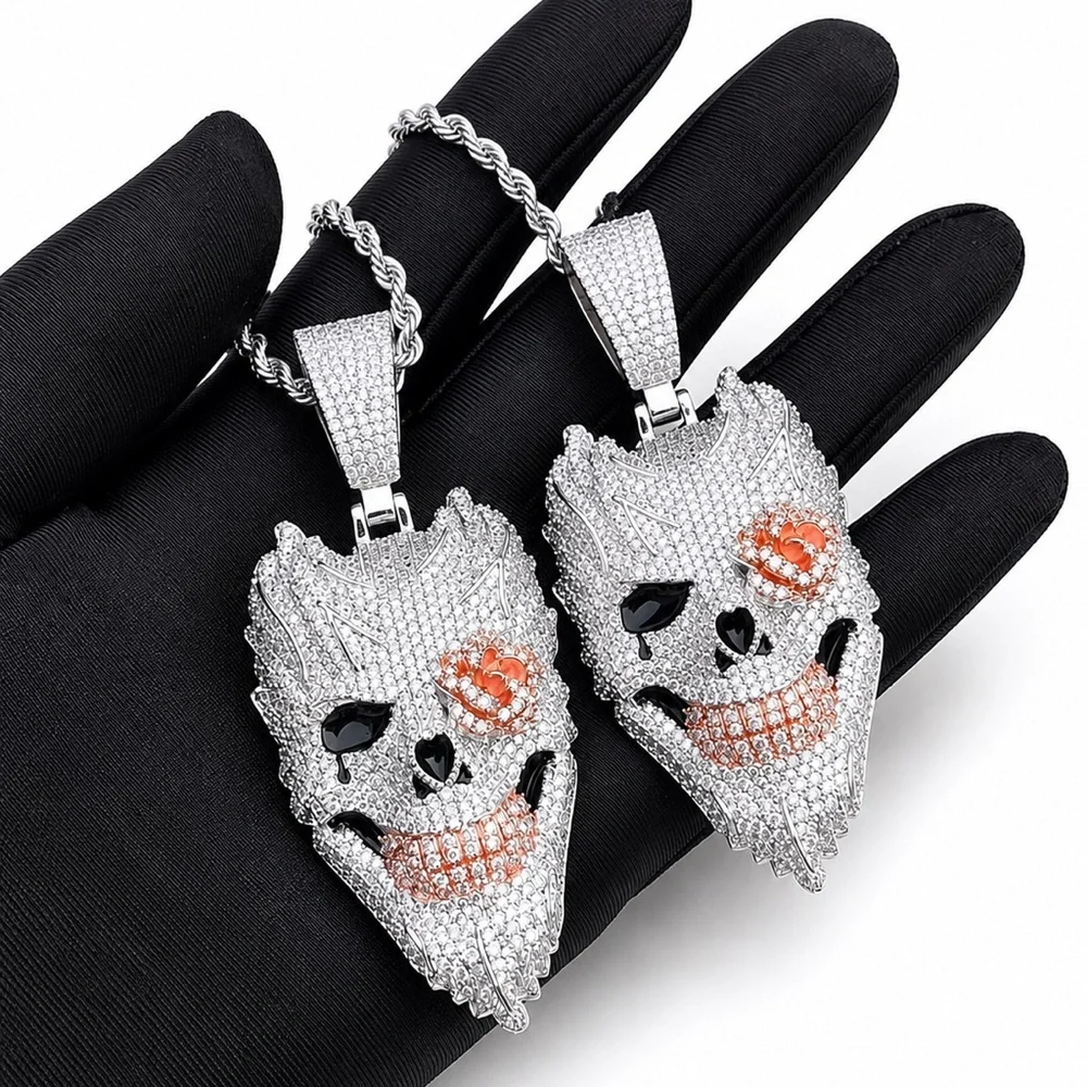 925 Sterling Silver 6.20CTW MOISSANITE Iced Out Skull Men’s Pendant